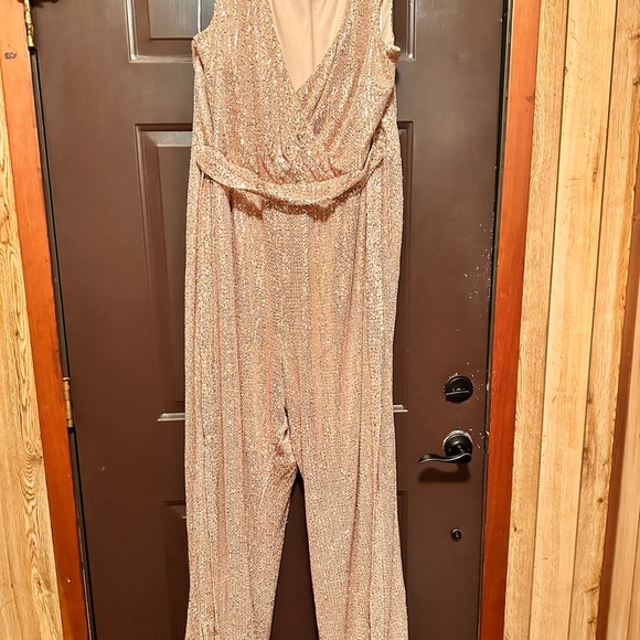Beautiful champagne sequined jumpsuit. - Picture 2 of 4